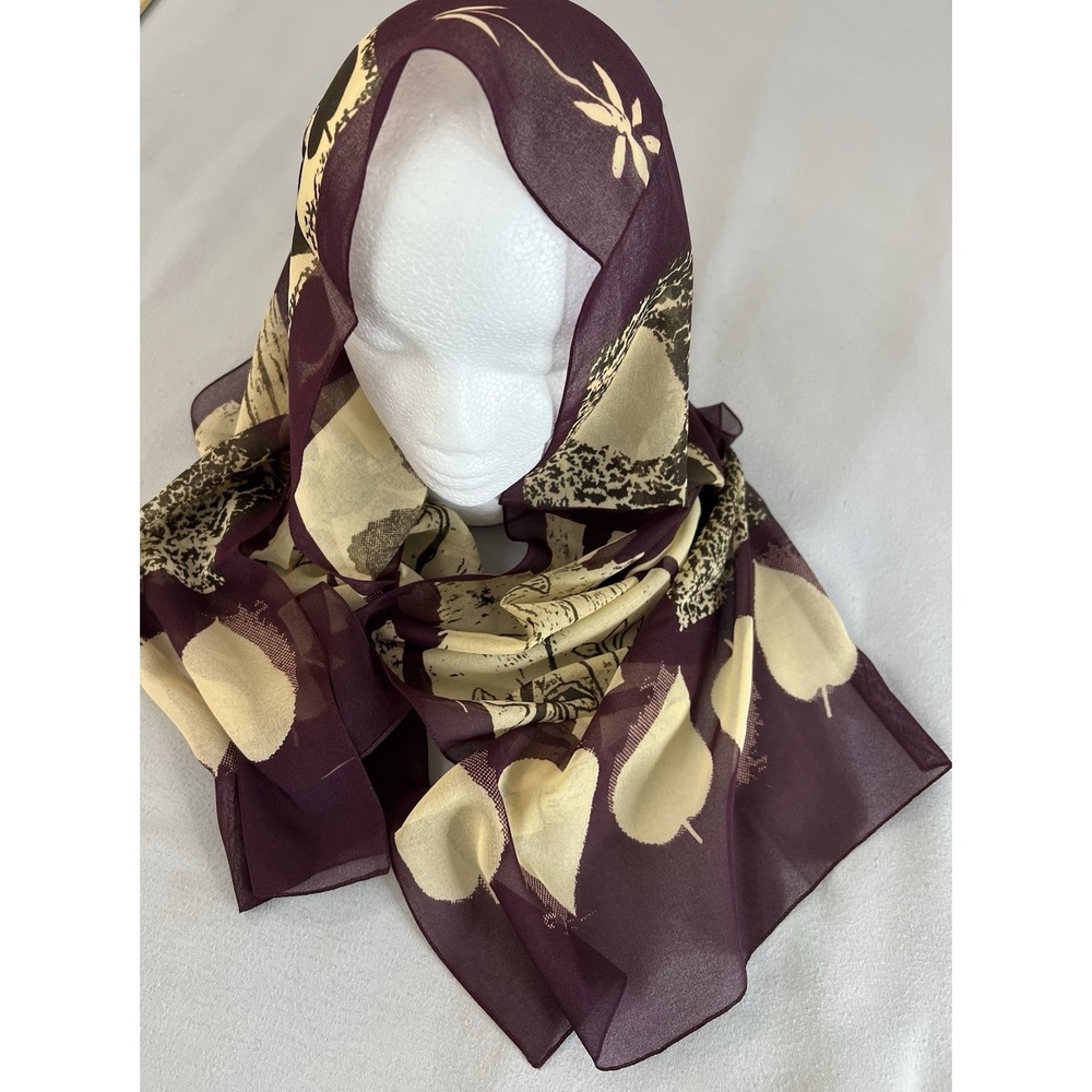 Women's Rectangle Scarf 60"x15" Red Beige Floral